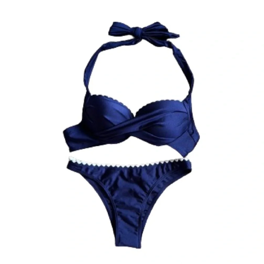029 NWOT Halter Tie Criss Cross Bikini Set - Size Small